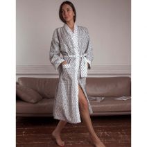 Cotton Kimono Gown with Ikat Print by Biggie Best